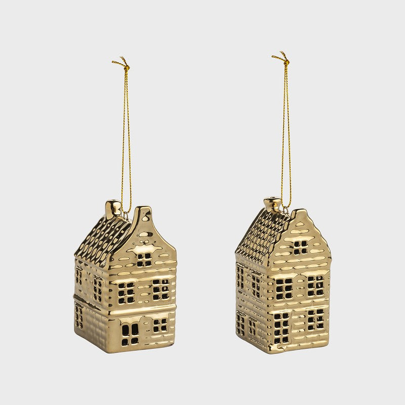 & Klevering Golden house Ornament 2 pack