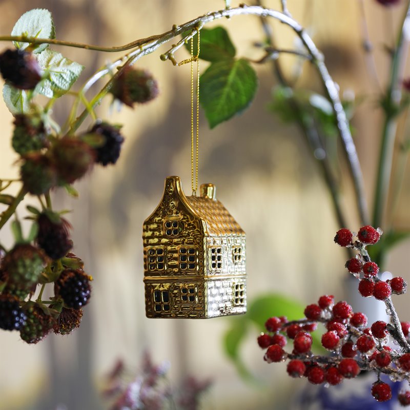 & Klevering Golden house Ornament 2 pack