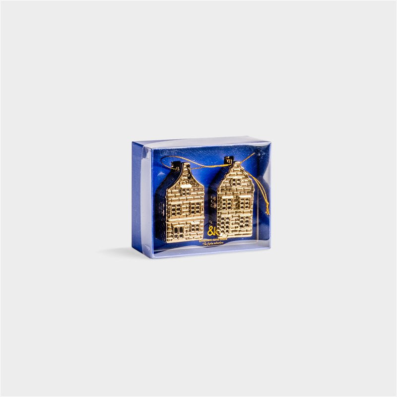 & Klevering Golden house Ornament 2 pack