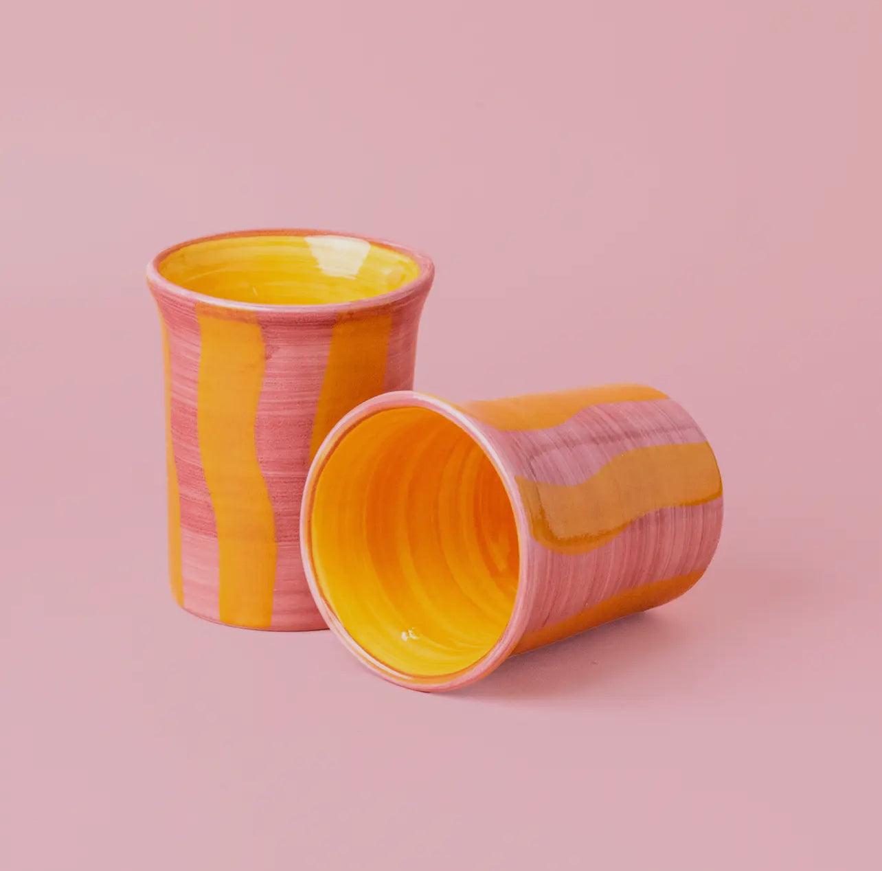 Handgjord kaffekopp Rosa/Gul
