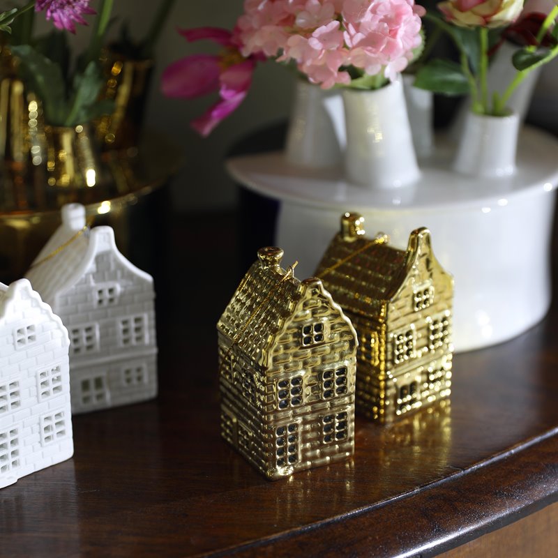 & Klevering Golden house Ornament 2 pack