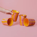Handgjord kaffekopp Rosa/Gul